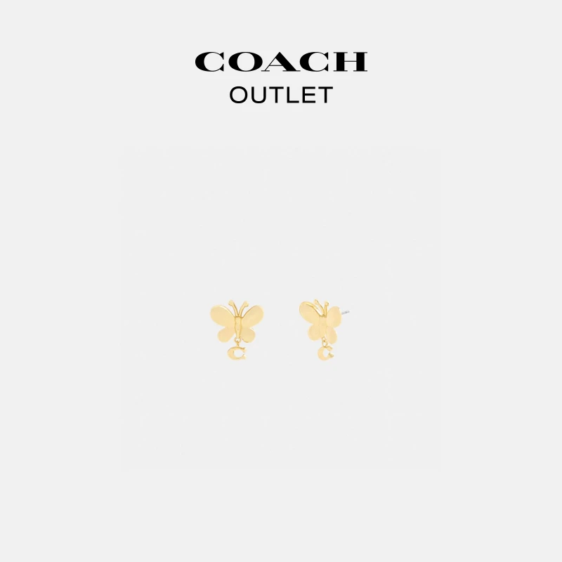 铜合金耳饰 COACH/蔻驰奥莱  蝴蝶经典标志耳钉
