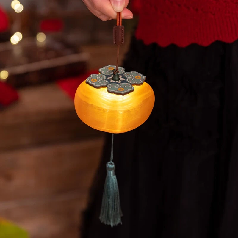 阿楹 新年乔迁柿子挂饰大门儿童手提发光小灯笼露营汉服拍照道具