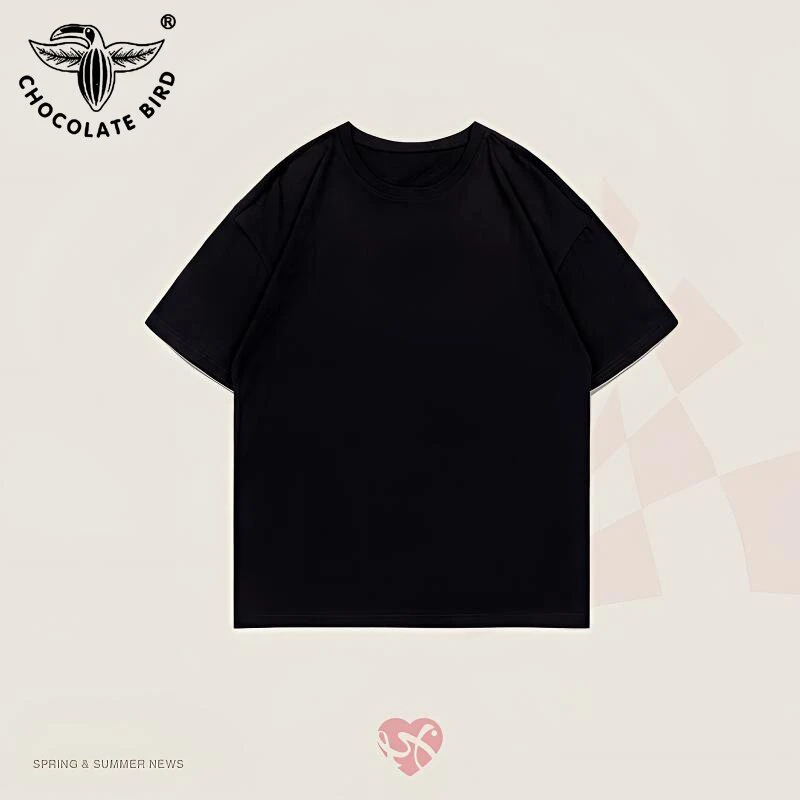 限200件【纯棉】精梳紧密赛洛纺极简纯色百搭圆领短袖T恤