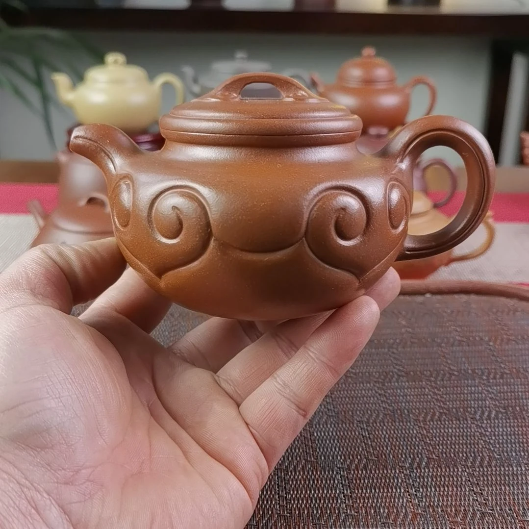 紫砂茶壶沉香泥仿古如意350CC