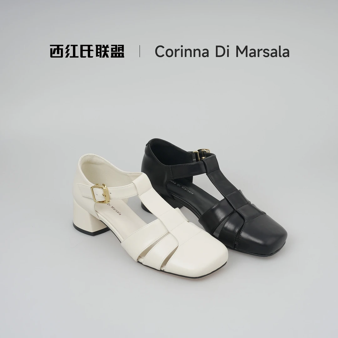 【西红氏联盟】夏季粗跟罗马凉鞋跟高4cm半码拍大