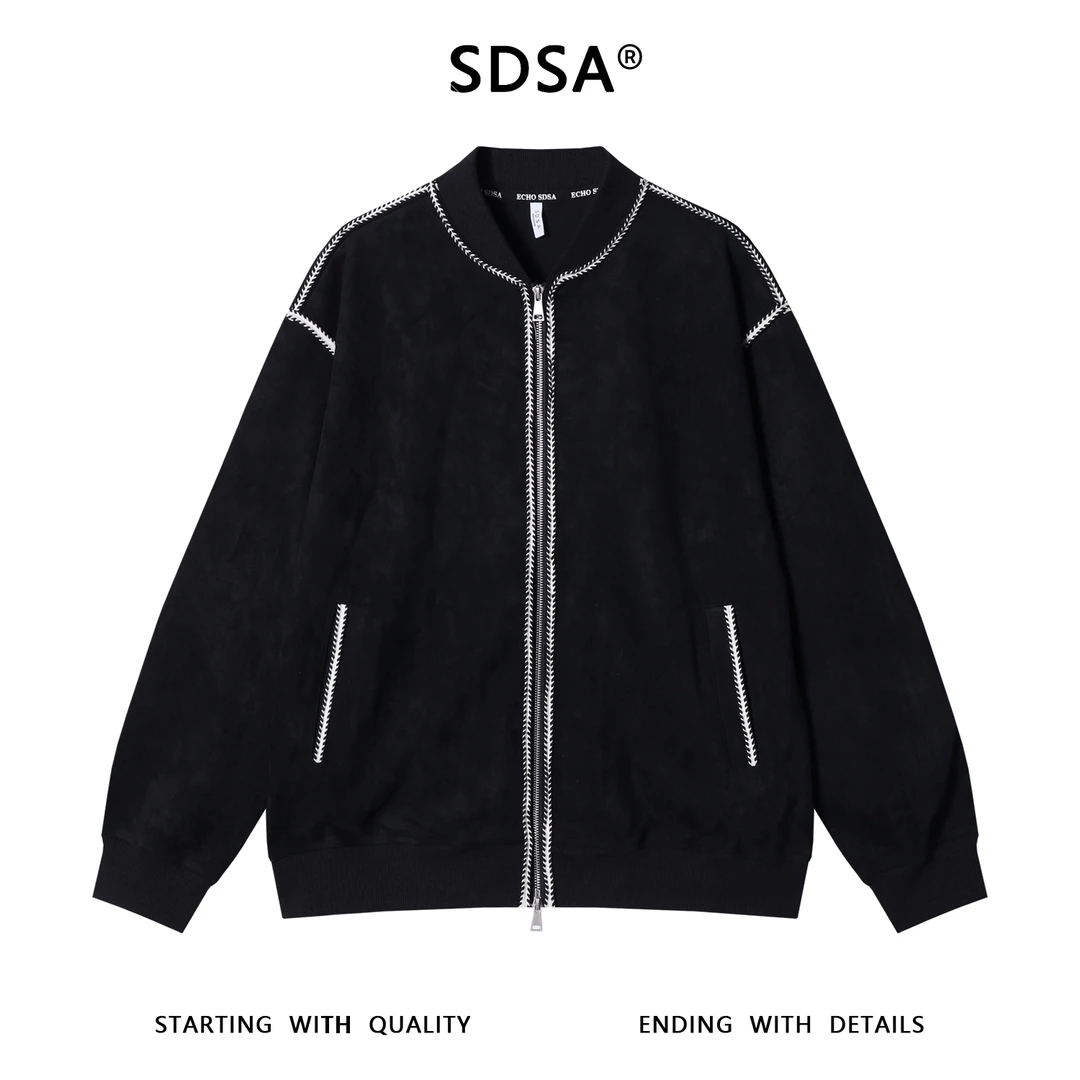 SDSA男士秋冬新款痞帅男装韩版撞色缝线棒球领卫衣外套百搭时尚