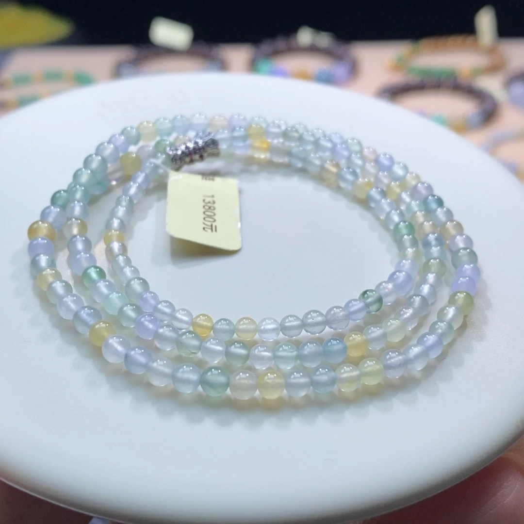 翡翠未镶嵌颈饰翡翠糖果色小米珠项链