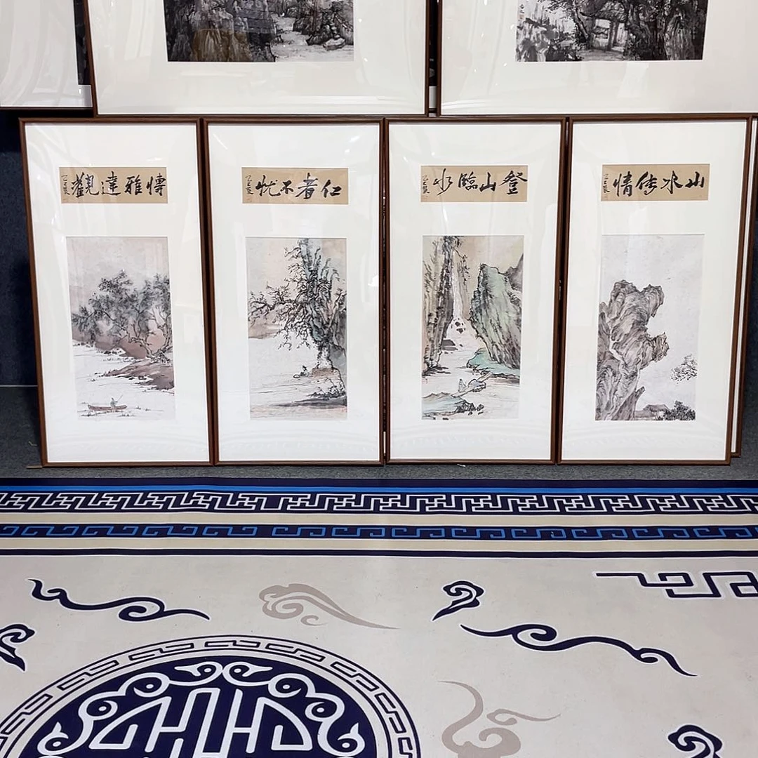 国画手绘画作品带框