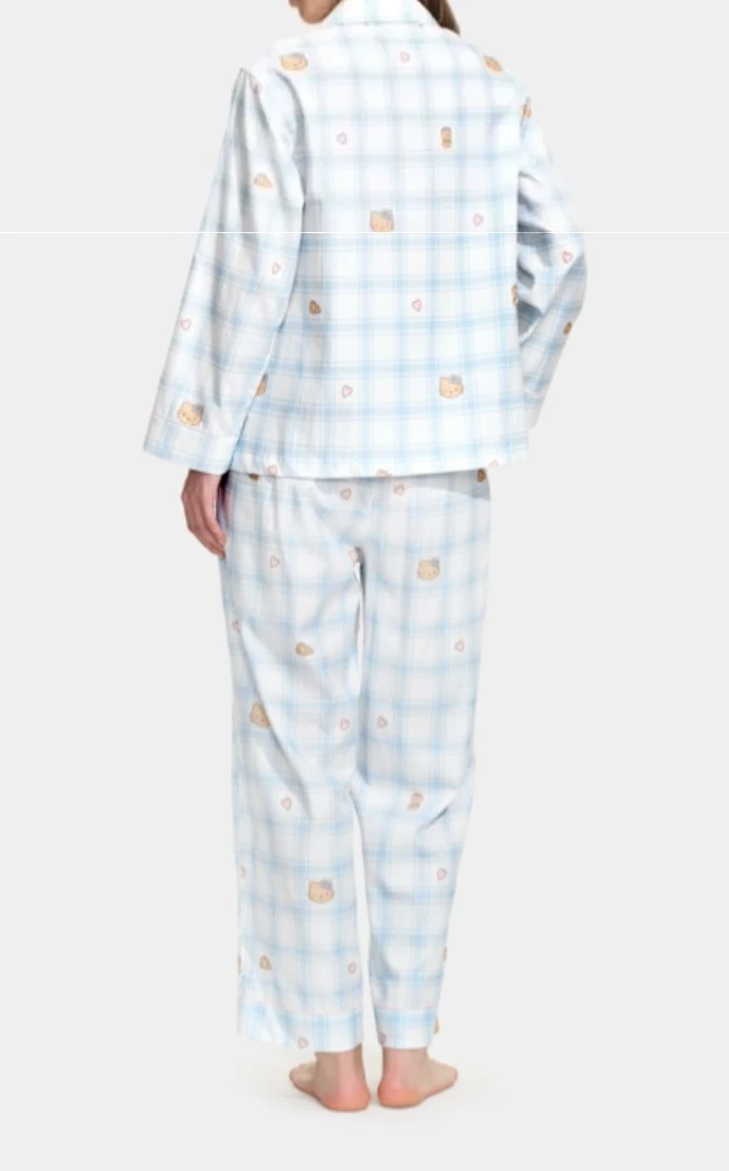 【KT 蓝格子】-新款潮牌轻奢莱赛尔可外穿天丝棉居家服睡衣