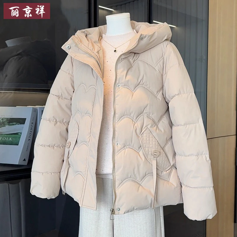 时尚妈妈装冬季宽松连帽棉衣新款中老年女士冬装气质加绒棉服外套