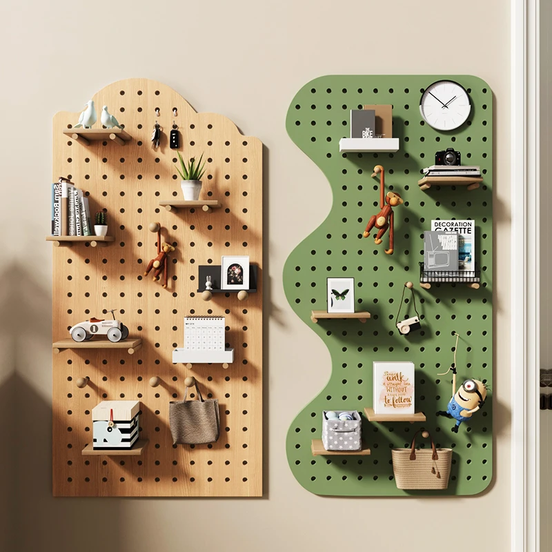 实木洞洞板入户玄关墙上置物架隔板挂板收纳架墙面墙壁展示架