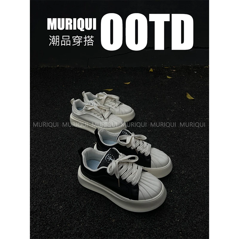 MURIQUI Normcore 冬季新款厚底贝壳头板鞋男素面休闲时尚面包鞋