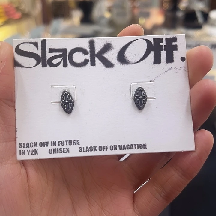 925银十字盾牌耳环