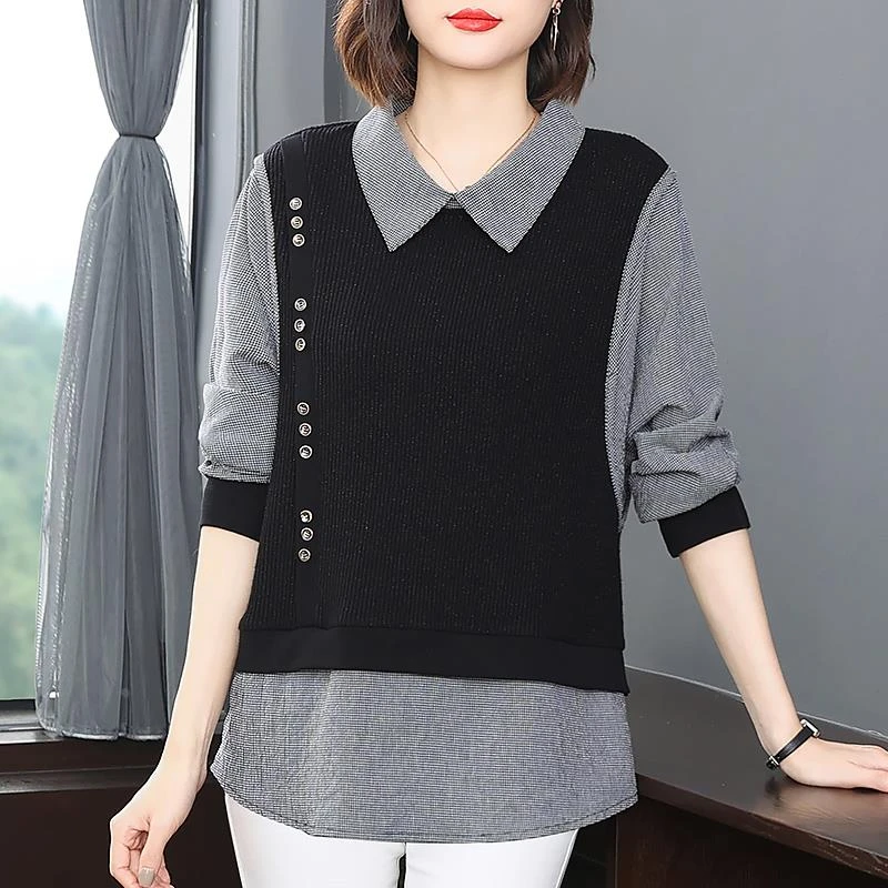 春秋假两件上衣女时尚洋气2025春款女装新款妈妈长袖t恤打底衫女