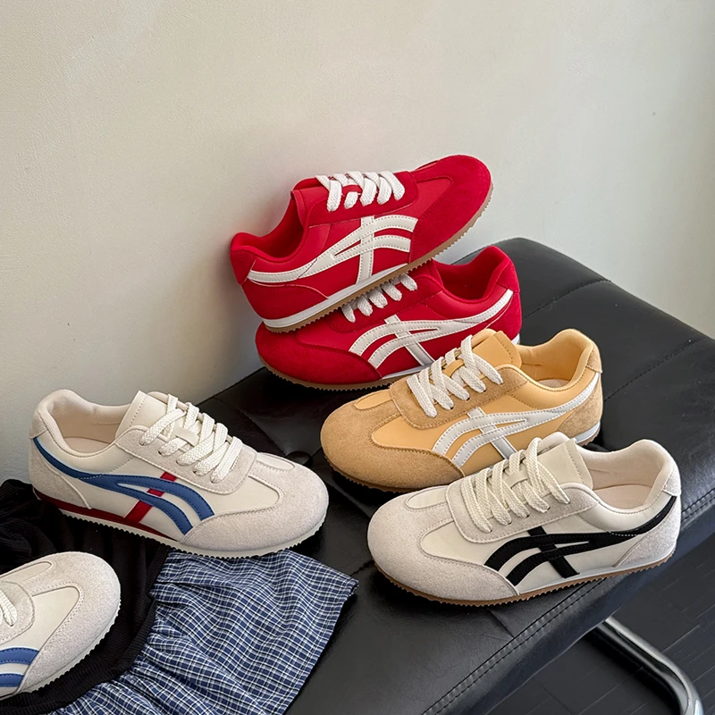 【BEI】发财黄女夏新款德训薄底轻便透气网面明星同款百搭鞋子皮面