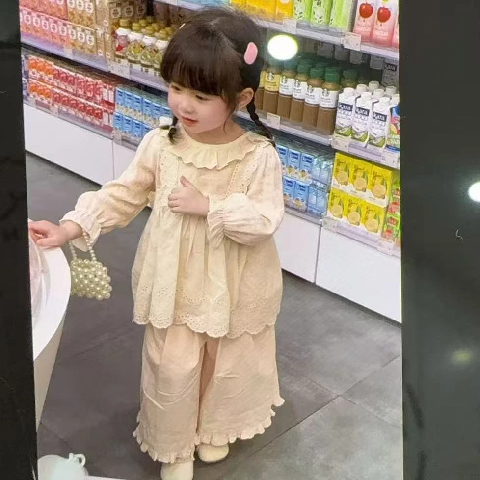 女童韩版吊带娃娃衫阔腿裤春秋两件套女童秋装套装