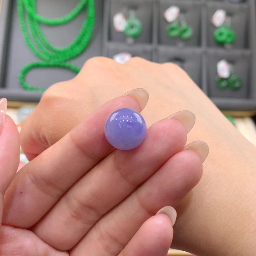 【闪购商品】未镶嵌戒指翡翠卡13.3mm浓紫珠