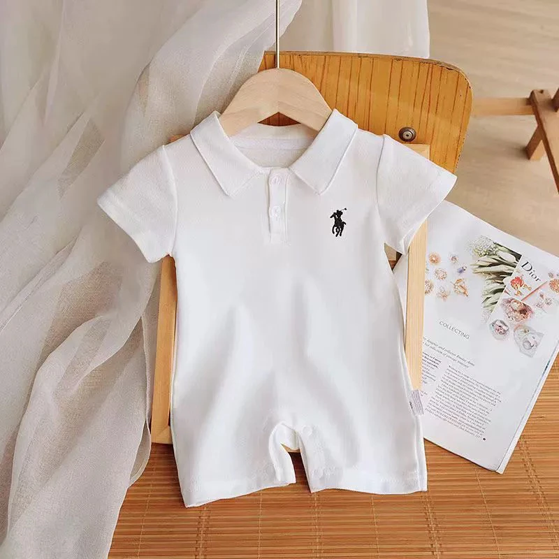 婴儿夏季薄款连体衣宝宝短袖哈衣爬服时尚潮酷洋气