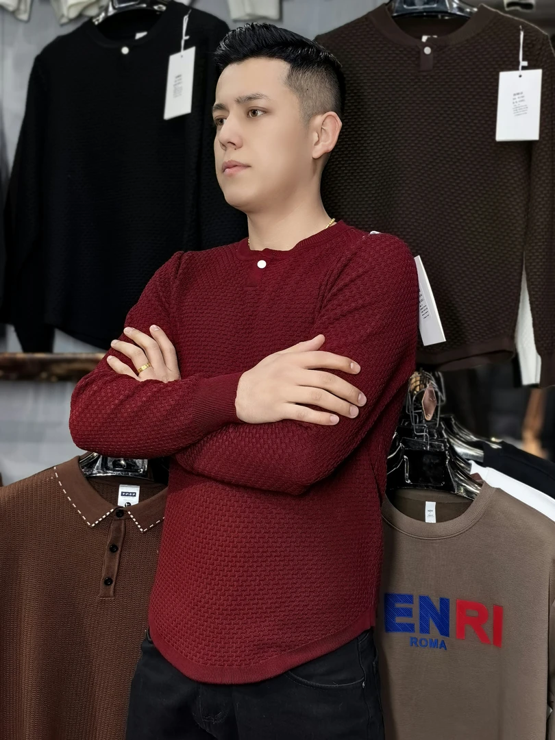 秋冬季新款圆领长袖毛衣时尚菠萝纹不起球针织衫高档纯色净版线衣