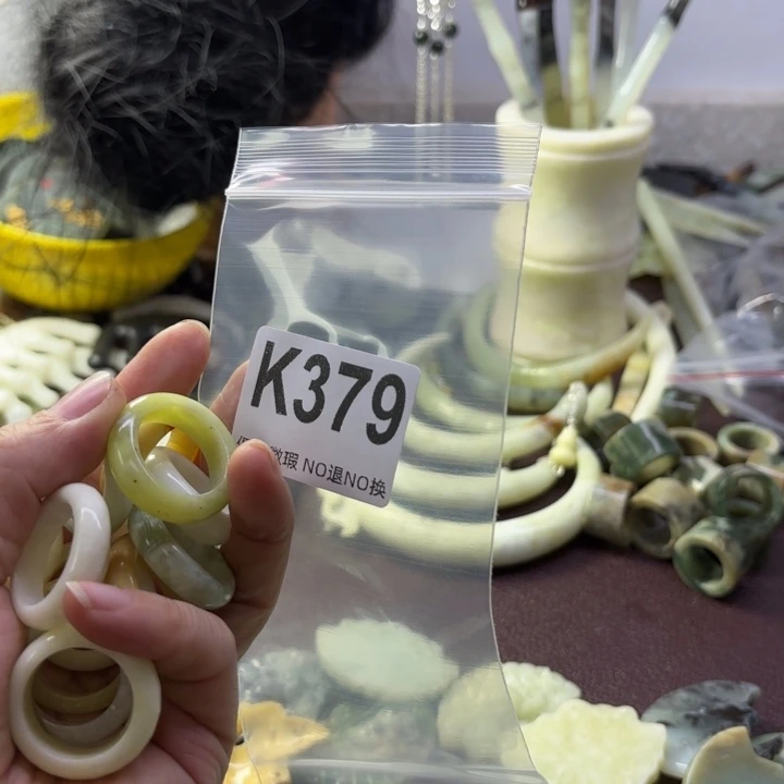 蛇纹石玉发饰合金小***米