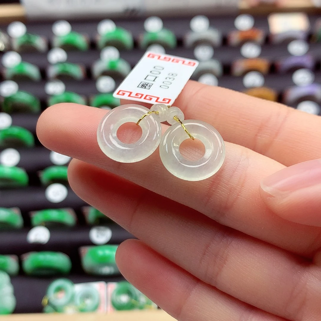 翡翠戒指未镶嵌甜甜圈一对