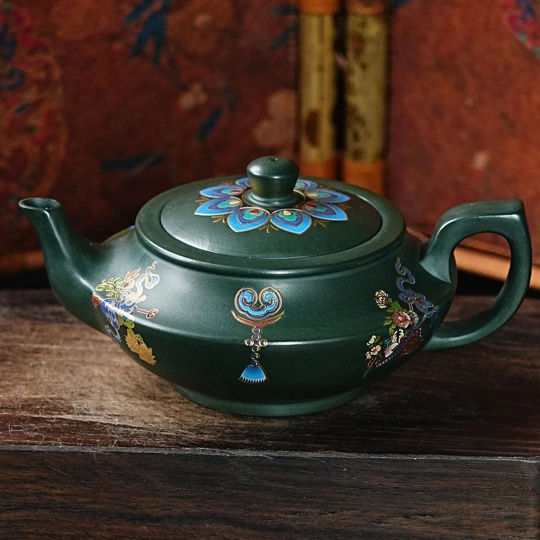 【0237汉云】宜兴原矿紫砂全手工珐琅彩茶具紫砂壶茶器