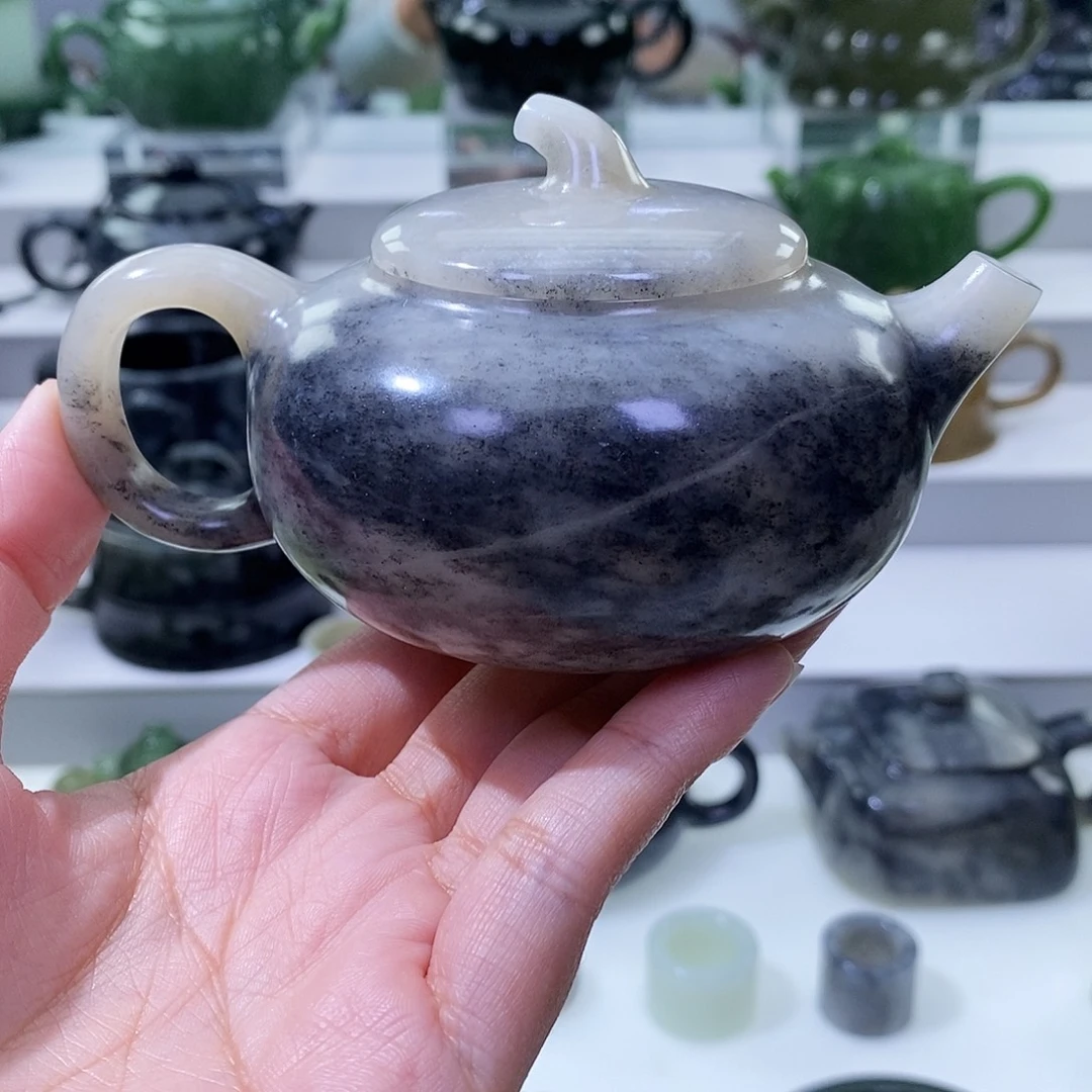 挎***疆和田玉未镶嵌挂件茶壶