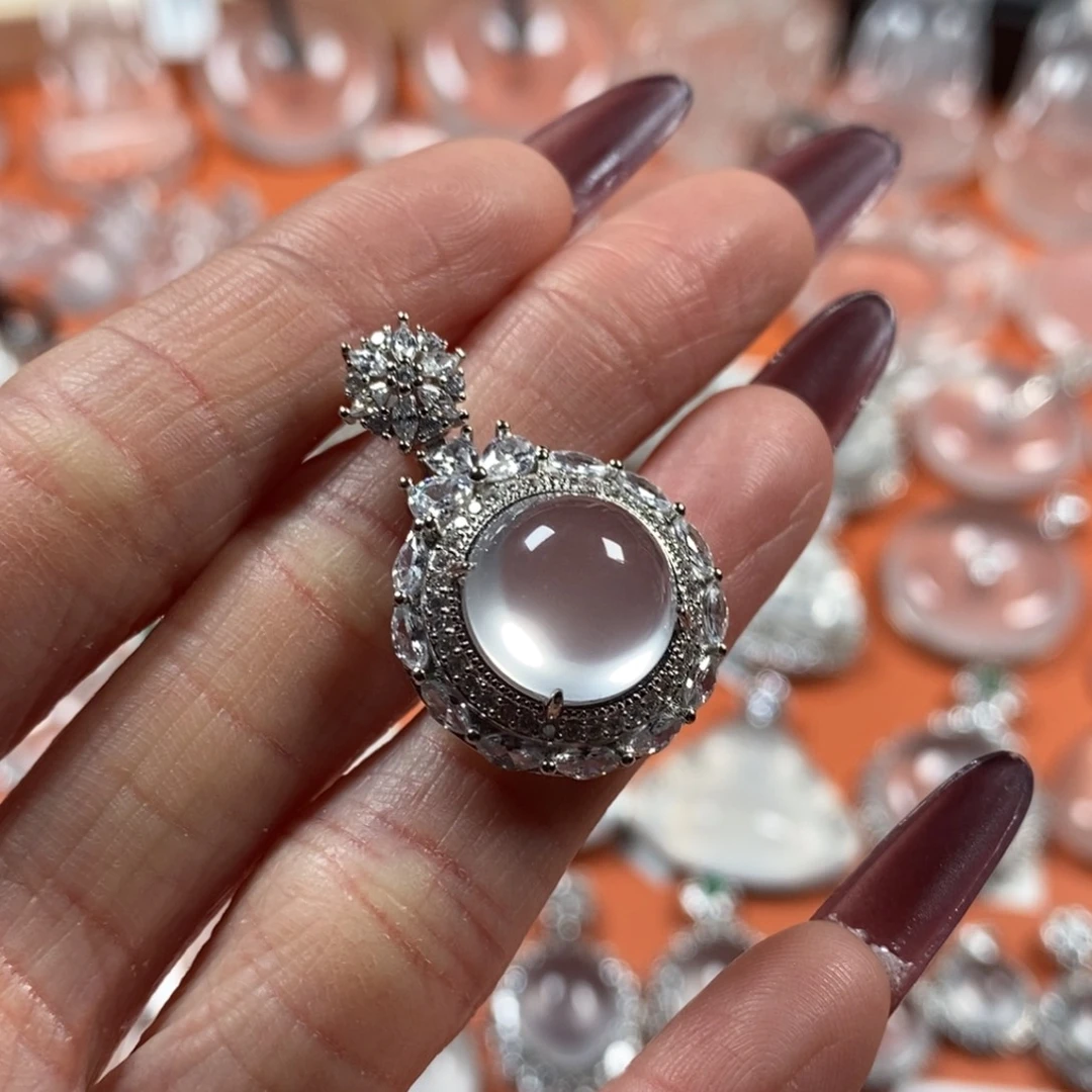 石英质玉银S925镶嵌颈饰