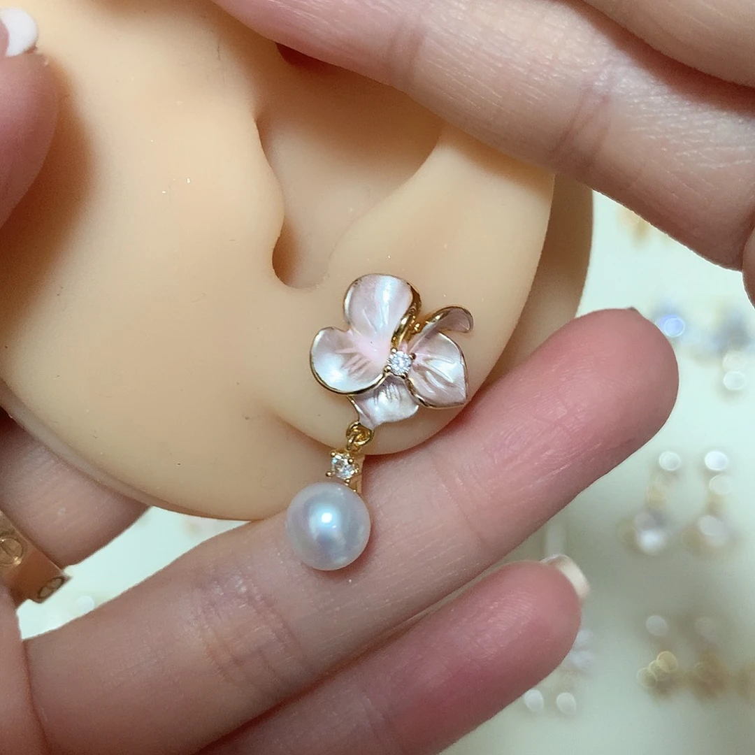 合金淡水珍珠耳饰