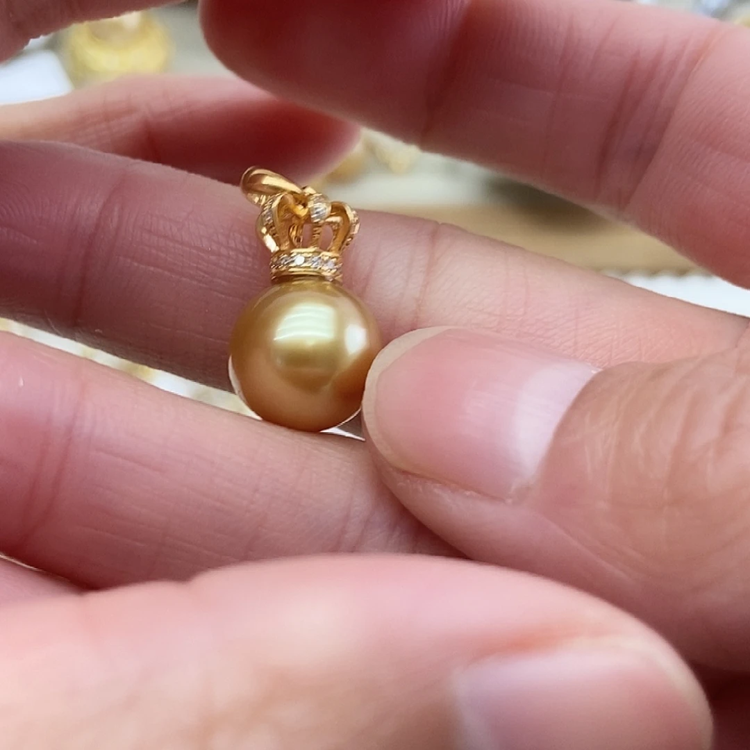 银S925镶嵌海水珍珠吊坠(不含链)