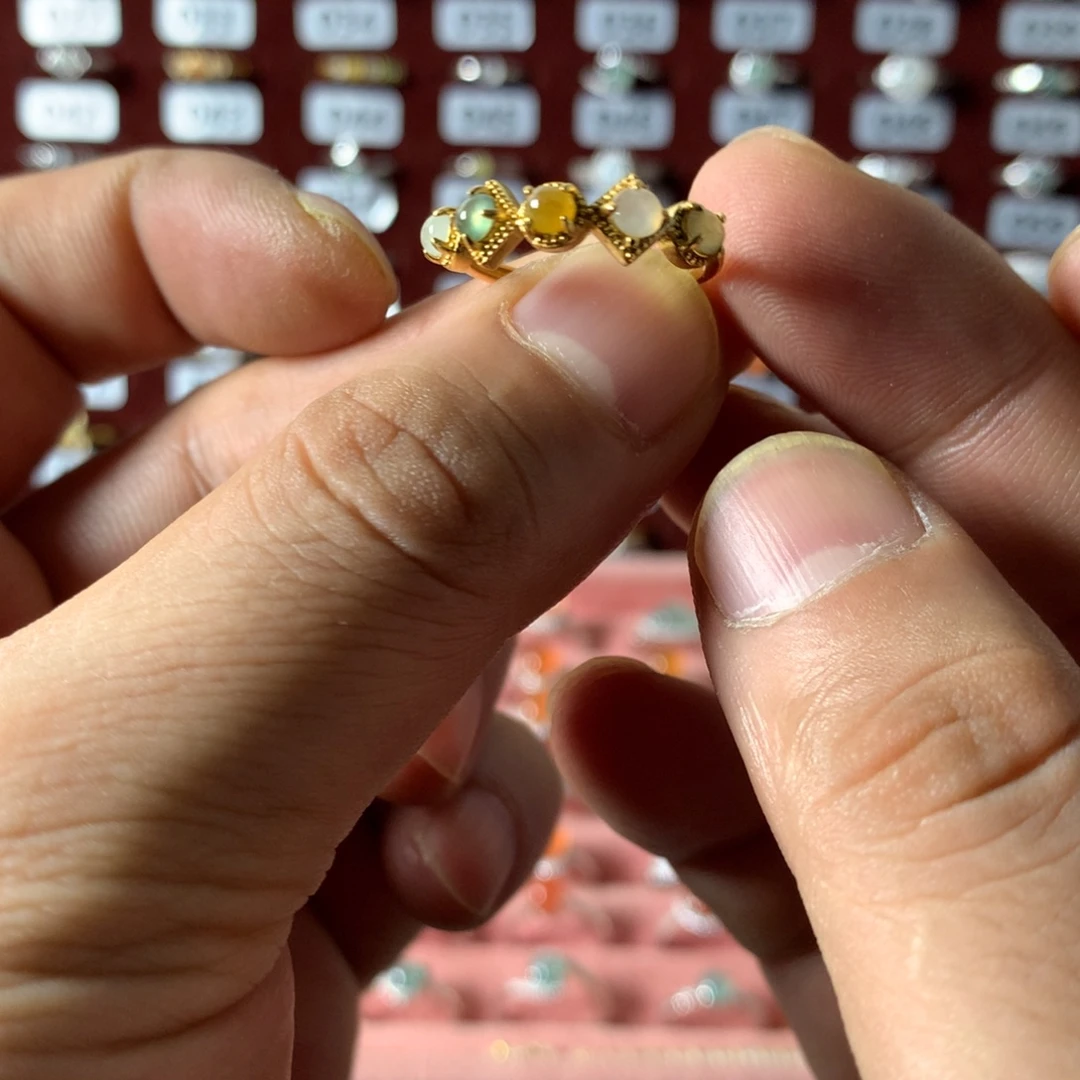 六***六翡翠银S925镶嵌戒指550