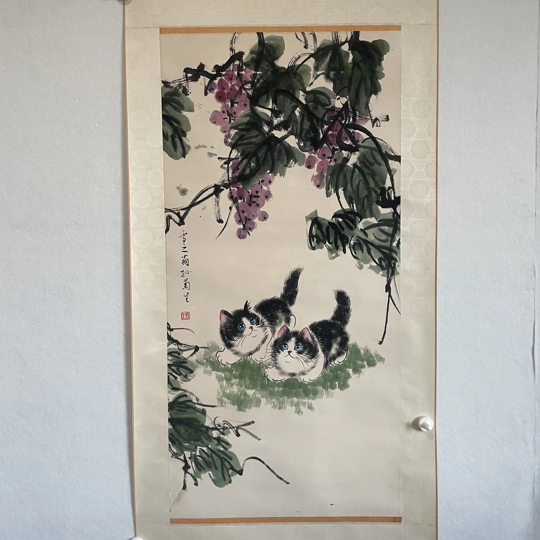 5603 猫趣图 纸本设色 98×48