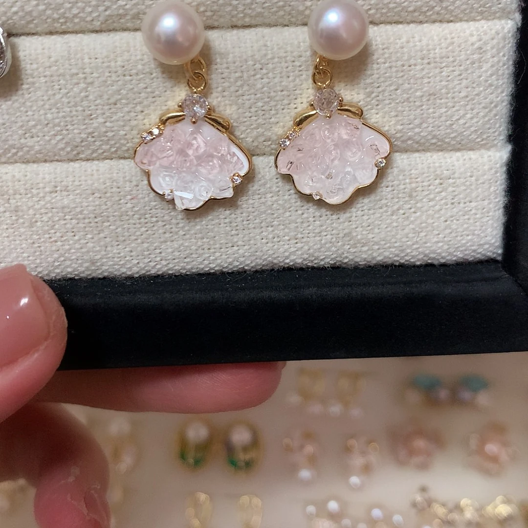 淡水珍珠耳饰合金