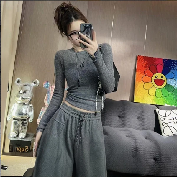 2025韩系秋冬新款薄款长袖圆领针织衫新款罩衫打底衫W1-57