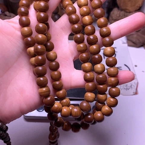 檀香木手串/手链漫**生檀香黑肉8/9/108横纹虎皮沉微瑕