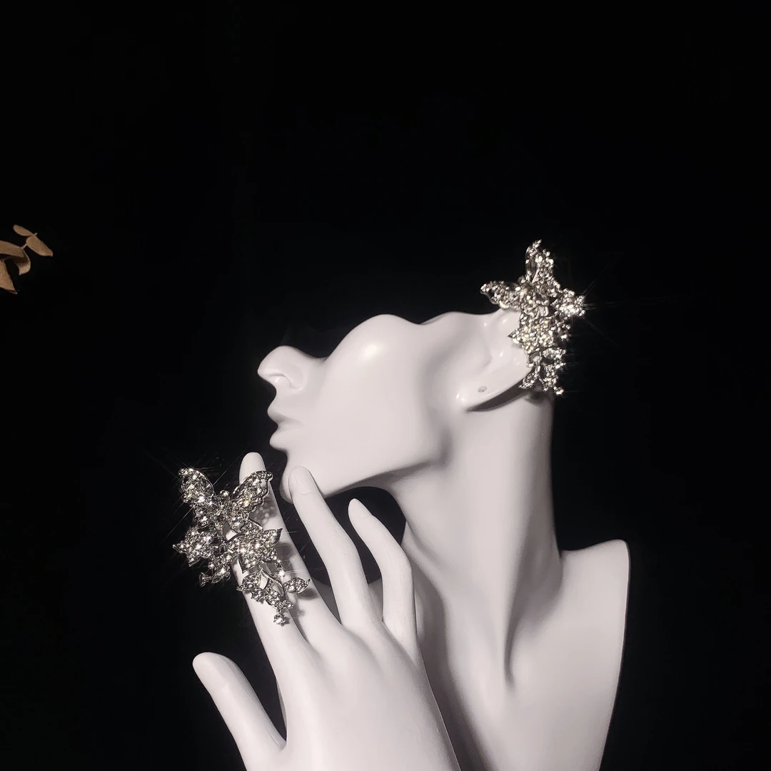 合金仿珍珠耳饰 新款蝴蝶耳夹款新娘头饰