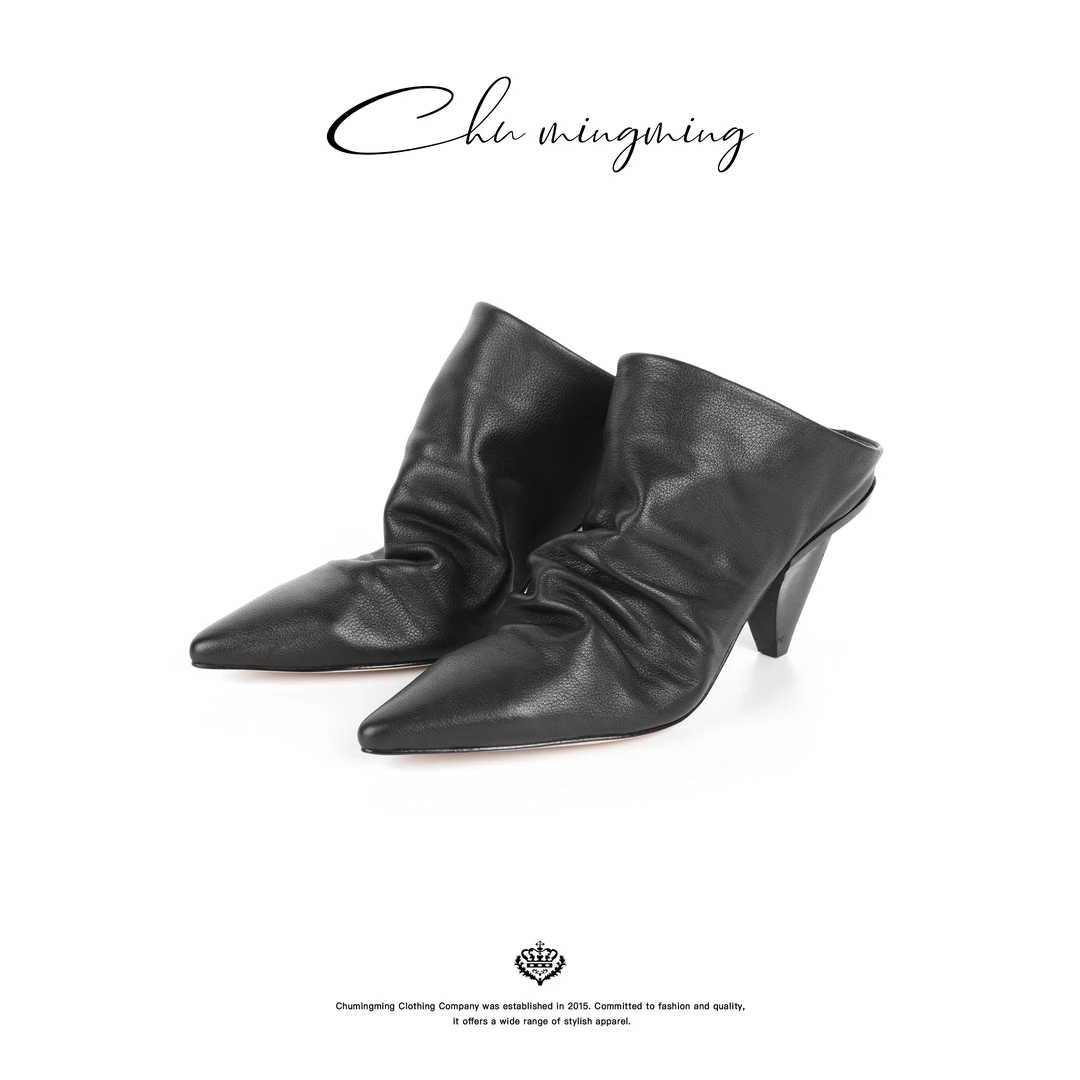 【CHU/2025SSNEW】荔枝纹高跟半拖鞋XZGM2516