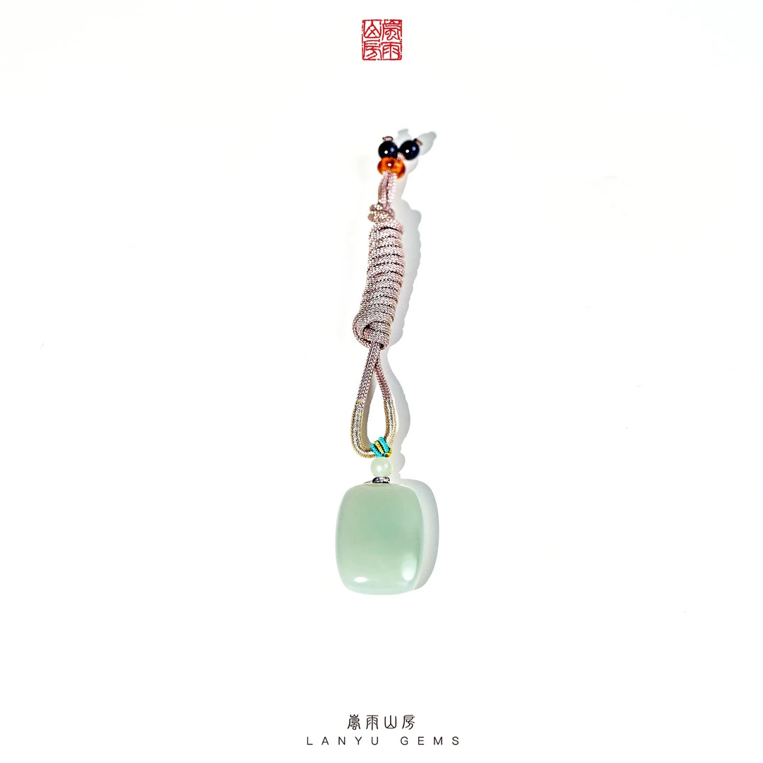 和田玉  且末蓝  随型平安无事牌项链吊坠