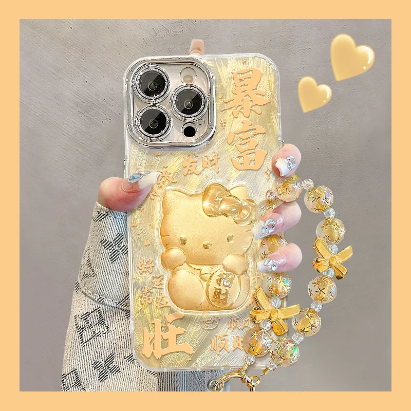 KT猫支架手机壳适用于苹果17华为/oppo/vivo羽纱壳个性流行简约新