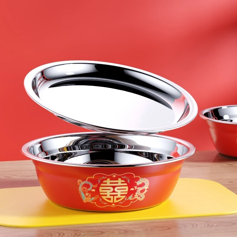 304不锈钢汤盆厨房调料盆小盆拌料盆喜庆装菜盆加厚洗菜盆汤碗