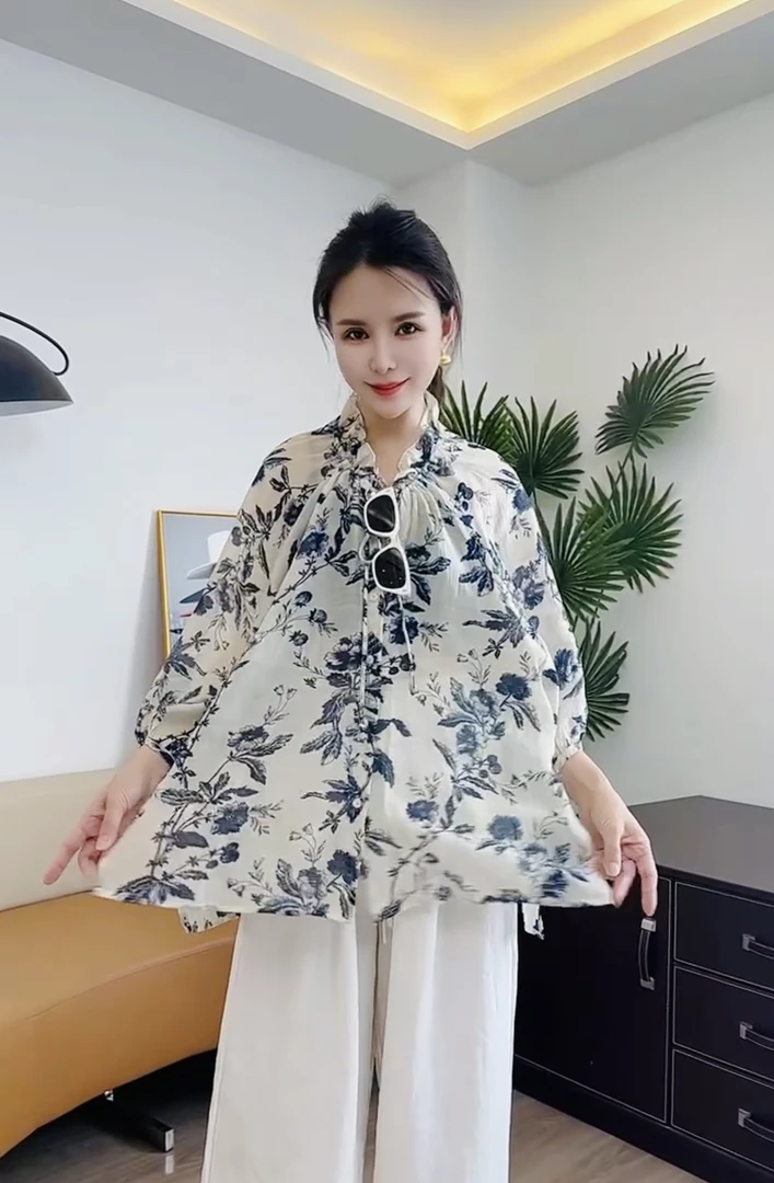 【发现美】简约气质系带中袖时尚防晒小衫夏季慵懒度假风上衣