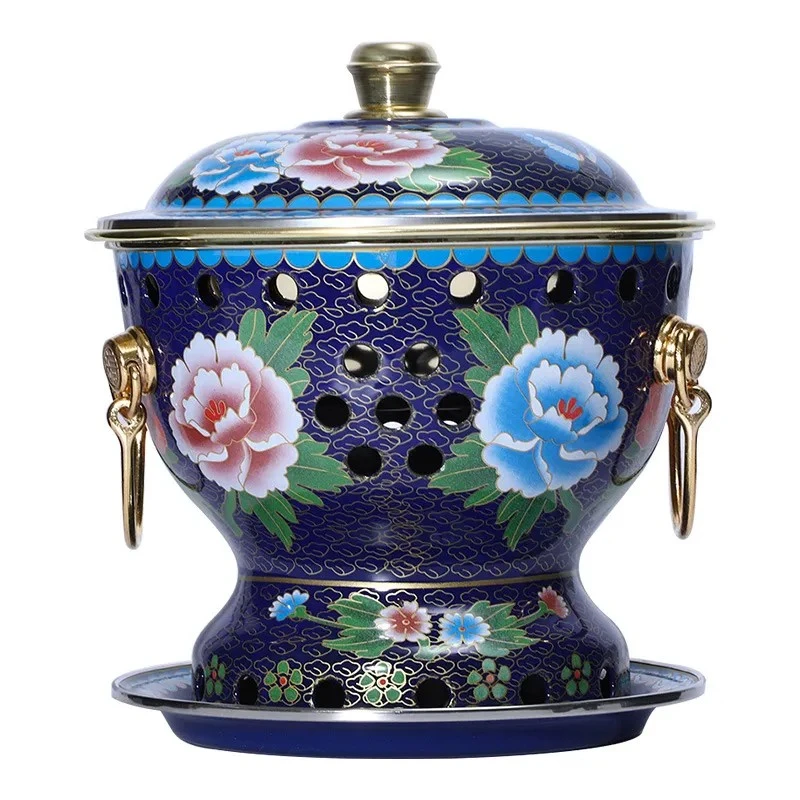 景泰蓝单人珐琅锅小火锅分餐酒精锅家用单人油火锅炉纯铜锅