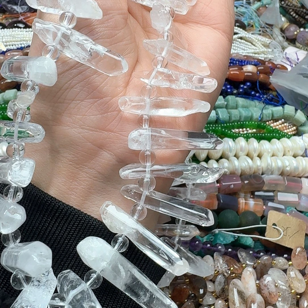 玛瑙/玉髓合金珠宝半成品一条白水晶