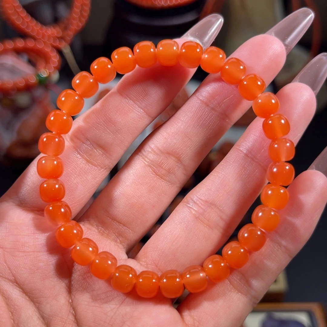 南红玛瑙未镶嵌老形手串6.9左右