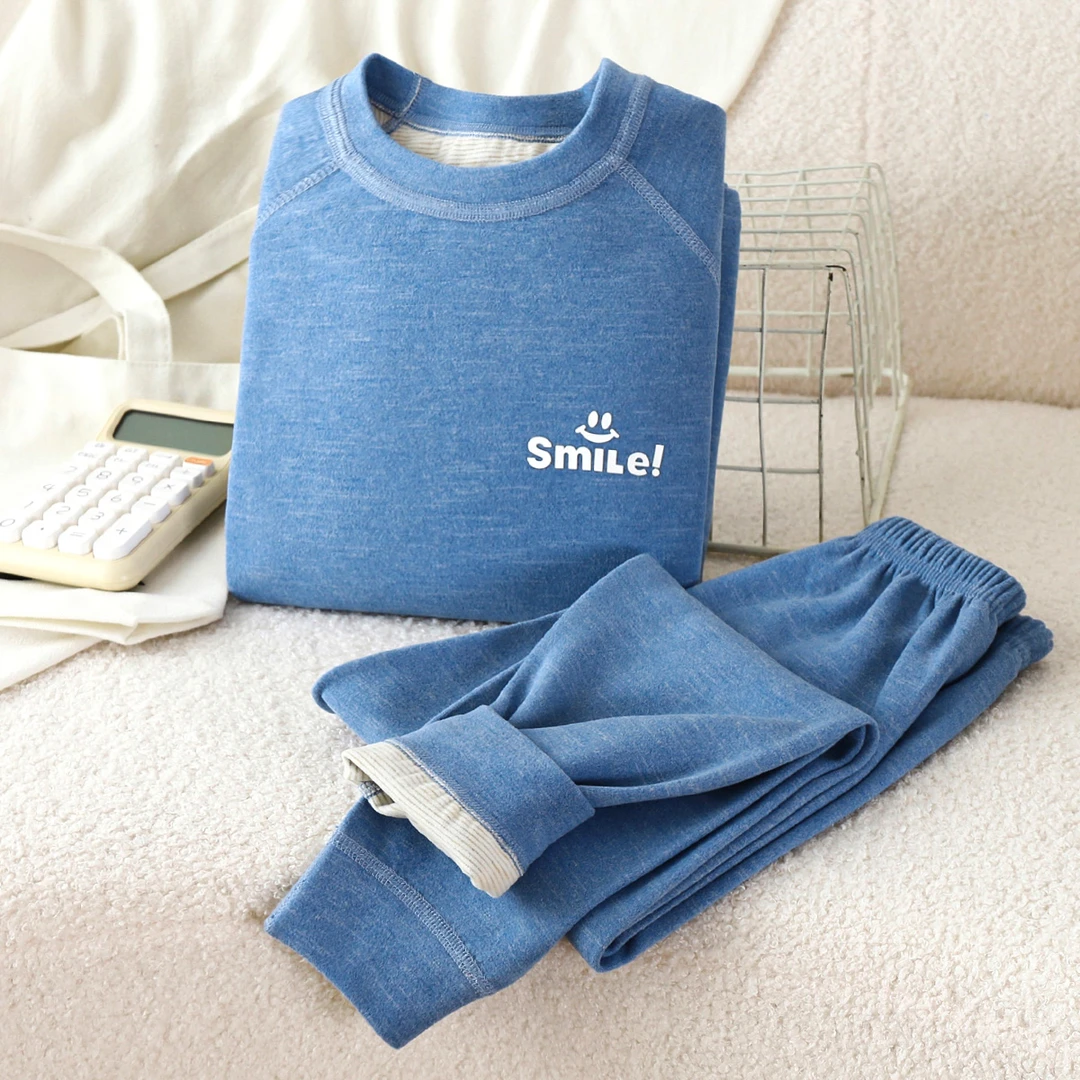 儿童秋衣秋裤羊毛蚕丝无骨套装男童保暖内衣秋冬女童睡衣中大童