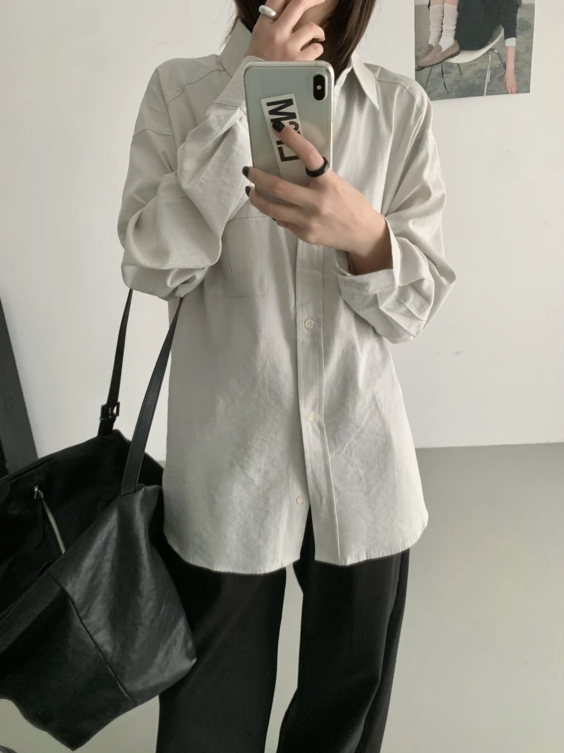 春上新韩版百搭慵懒宽松显瘦叠穿外搭男友风衬衫H3081