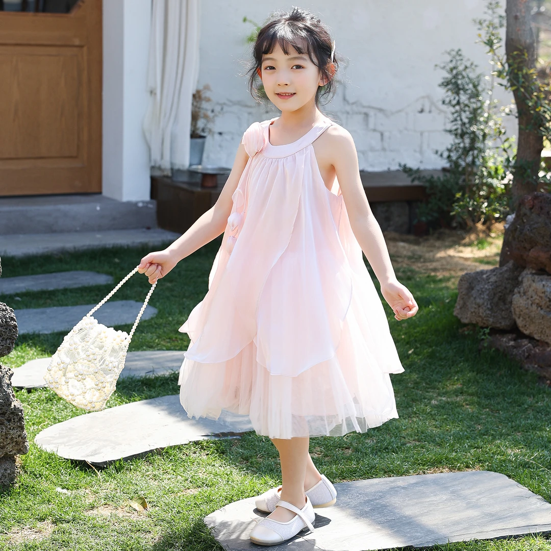 女童连衣裙夏季2025新款洋气网红裙子儿童韩版公主裙无袖礼服裙