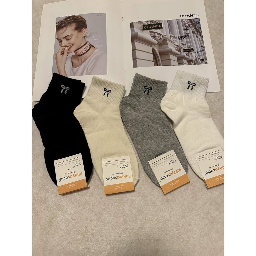 2双装 蝴蝶结 2025春夏新款百搭韩系女士短筒袜