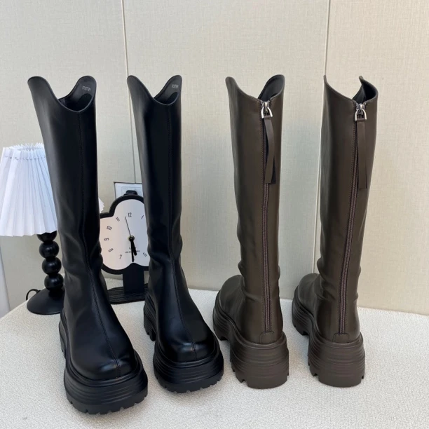 女款大筒围长筒靴显瘦过膝厚底高筒新款靴子秋冬高跟女靴加绒