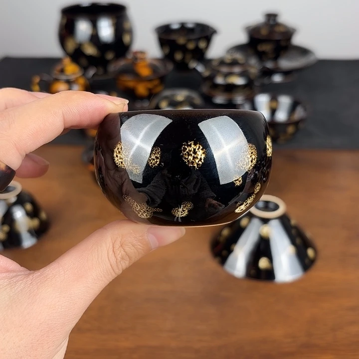 瓷点彩鹧鸪斑钵杯