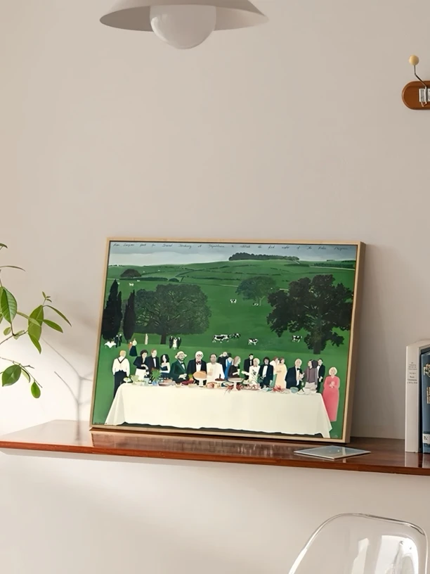 大卫霍克尼装饰画北欧风油画简美法式复古小众壁画最后的晚餐挂画