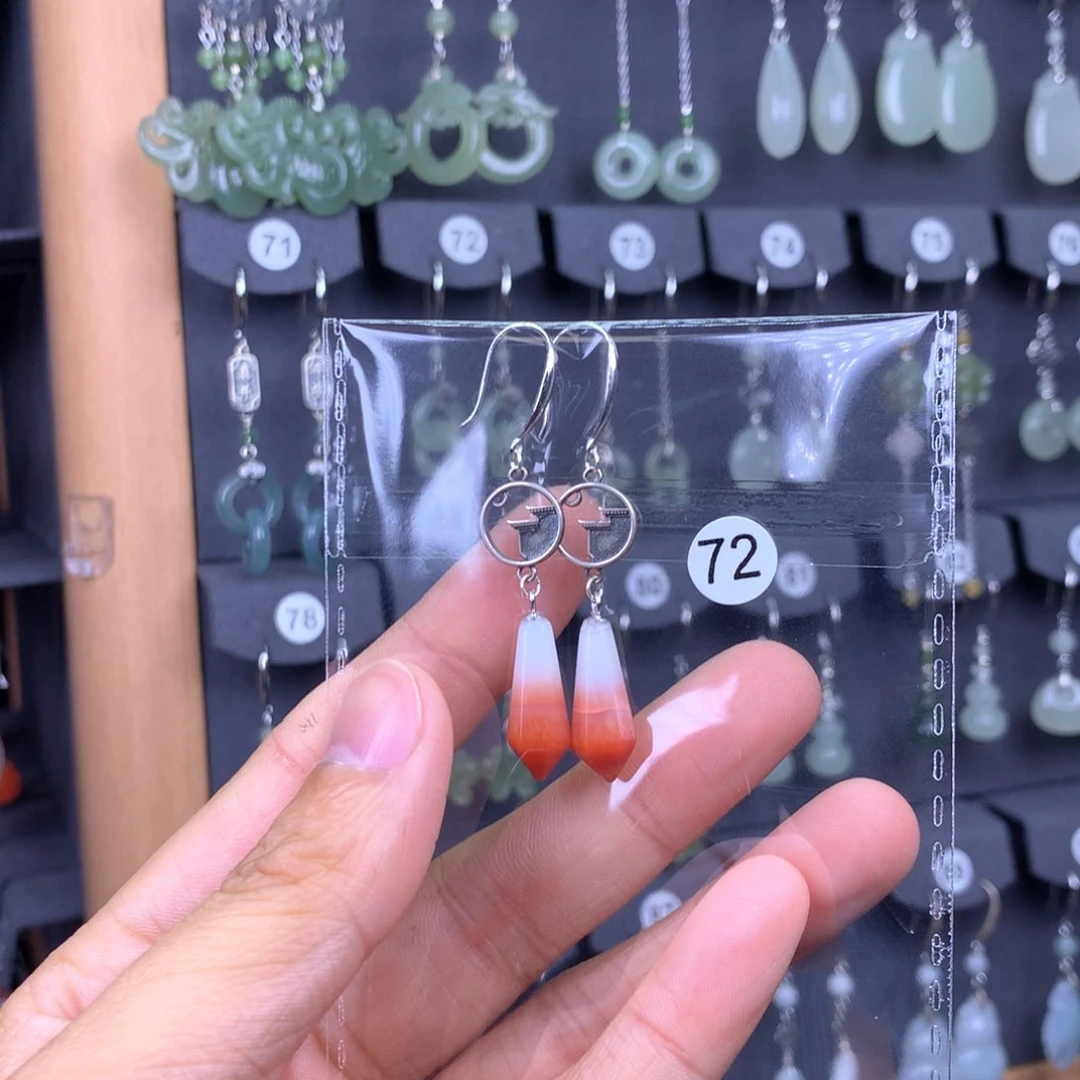 南红玛瑙耳饰银S925镶嵌好****哈