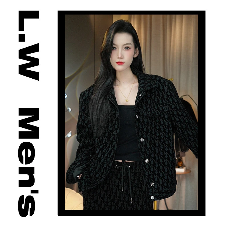 【D19008】高奢老花植绒棉服男女冬季保暖舒适宽松运动休闲D19008