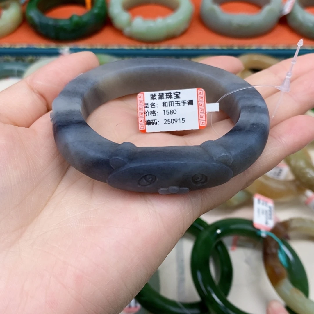 未镶嵌手镯和田玉青花手镯54.2#